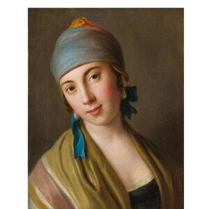 NWT "Woman Wearing a Blue Scarf" by Pietro Antonio Rotari Digital Print w/Mat